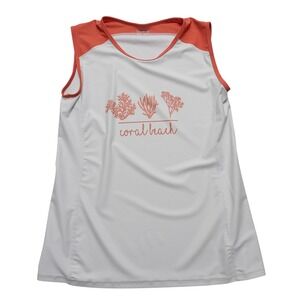 Calypsa Rash Guard Womens M White Orange Coral Beach Swim Top Sleeveless
